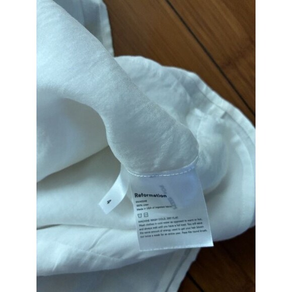 Reformation White Cutout Linen Button Front Mini Dress - 4 Small - Picture 4 of 4